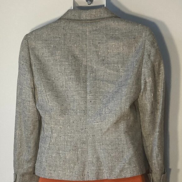 Worth SZ10 Silk Wool blend boxy tailored 4 button classic gray blazer jacket - Picture 9 of 10